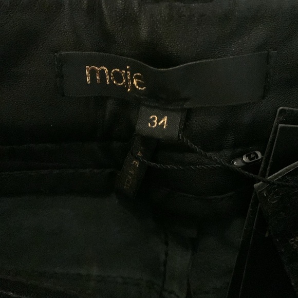 Maje Womens Perry Leather Straight Leg Flared Crop Pants US 0 Black FR 34 -Flaw- - Picture 6 of 16